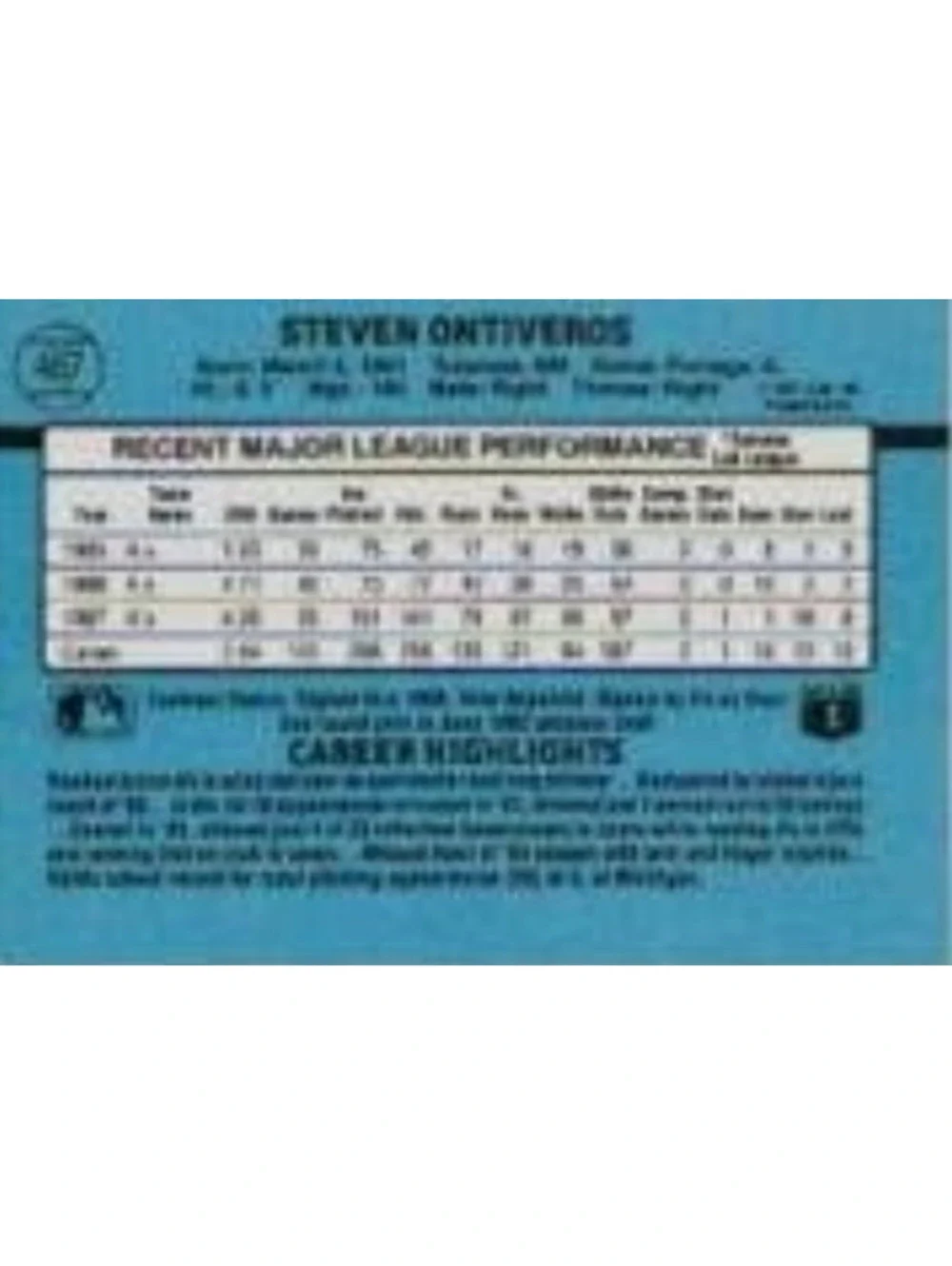 1988 Steve Ontiveros Donruss Baseball Card #467